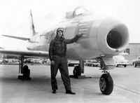 48-273 - Early F-86 (P-86) at the former Lowry AFB - Denver, CO. Airman John Van Dyke pictured. - by Zane Adams