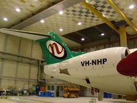 VH-NHP @ EHAM - First jet powered aircraft for Network Aviation. Seen here inside the QAPS painting hangar at Schiphol, approx. 8 hours before it rolled out. (Ex Air Berlin D-AGPS) - by Remon Pouw