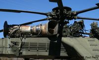 64-14203 - The very exposed T73-P1 turboshafts, and the mighty main rotor - by Paul Perry