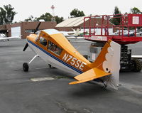 N75SE @ KPAO - West Valley Flying Club 2005 American Champion Aircraft 7GCAA looking worse for wear after stalling at Tracy, CA during simulated engine-out and hitting runway hard.  Two on-board OK. - by Steve Nation