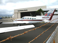 N4573V @ HNL - Hawaii Air Ambulance 1979 Cessna 414A jammed in corner @ Honolulu, HI - by Steve Nation