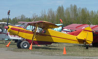 N4981Y @ LHD - 1973 Piper Pa-18-150 (complete with plastic owl on propellor blade ) at Lake Hood - by Terry Fletcher