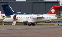 HB-JRA @ EGGW - Swiss Air Ambulance flight back to Luton - by Terry Fletcher