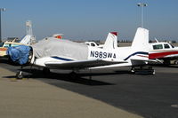 N989WA @ SCK - 1968 Siai-marchetti S.205/22R with canopy cover and hefty bags over engine (!) @ Stockton Muni Airport, CA - by Steve Nation