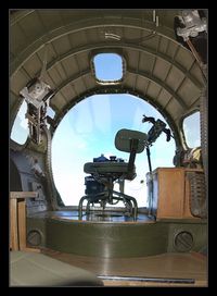 N5017N @ KAPA - Inside the Aluminum Overcast looking forward. Bombardier station.