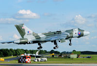 G-VLCN @ EGXW - At last: the Vulcan made its official public debut at Waddington, its former home base. In the background is its sister ship XM607, making this a picture one could have made 30 years ago. - by Joop de Groot