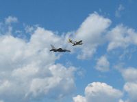 N3751D @ LHQ - Performing in formation with F-16 at Wings of Victory airshow - Lancaster, Ohio - by Bob Simmermon