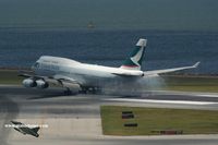 B-HUA @ VHHH - Cathay Pacific touching down on runway 25R - by Michel Teiten ( www.mablehome.com )