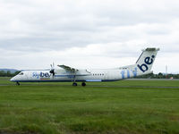 G-JEDW @ EGPF - Flybe Dash8Q-402 Taxiing out on flt no BEE2EM - by Mike stanners