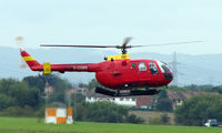 G-CDBS @ EGBJ - Bolkow BO105 noted at Gloucestershire Airport  UK in Sept 2008 - by Terry Fletcher
