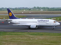 D-ABEH @ EDDL - Boeing B737-330 D-ABEH Lufthansa flying the German colors to support their team  - by Alex Smit