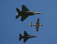82-0021 @ SUA - F-15 Heritage flight with P-51 and F-16