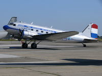 F-AZTE @ EBMB - Douglas C-47A Dakota F-AZTE painted LH side as KLM and RH side as Air France - by Alex Smit
