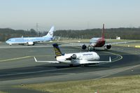 D-ACRB @ EDDL - Line up for take off. In front Air Berlin and Hapag Lloyd.