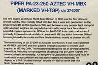 VH-MBX - Potted history of the airframe marked as VH-TGP at queensland Air museum - by Terry Fletcher