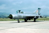 7703 @ LZSL - Shortly before retirement there was a last opportunity to photograph the Slovak AF MiG-21 based at Sliac. - by Joop de Groot