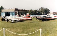 G-BJHB @ EGTC - The Mooney stand at the 1981 Cranfield Business and Light Aviation Exhibition - by GeoffW