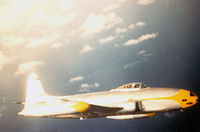 49-769 @ ROAH - F-80 Shooting Star of the 26th FIS on patrol over Okinawa 1952 - photo by unknow pilot on request of John Van Dyke from my collection inherited from the late Mr. Van Dyke - by Zane Adams