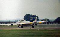 XH304 @ EGXG - The Vampire of the Central Flying School's Vintage Pair display team taking off at the 1975 Church Fenton Airshow. - by Peter Nicholson