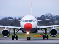 G-EUUX @ EGCC - British Airways, wearing a Red Nose for Comic Relief - by Chris Hall
