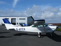 G-ATCX @ EGBT - Cessna 182 at Turweston - by Simon Palmer