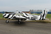G-ZEBY @ EGNU - Piper PA-28-140 at  Full Sutton - in appropriate Zebra colour scheme - by Terry Fletcher