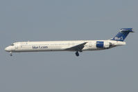 OH-BLC @ EGLL - Blue 1's MD 90 on approach to Heathrow - by Terry Fletcher