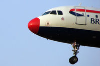 G-EUUX @ EGLL - Red Nose Day is a charity fund raising day in the UK - here BA join in the spirit of the occasion - by 'dressing' one of their A320s in the appropriate manner - by Terry Fletcher