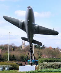 BAPC284 @ NONE - Gloster E28/3 replica displayed in on a roundabout in Lutterworth, Leicestershire, UK - by Chris Hall