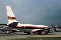 G-AVZZ @ LGW - Boeing 707-138B of Caribbean Airways at London Gatwick in the Summer of 1976. - by Peter Nicholson