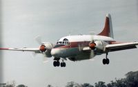 G-BEDV @ WATERBEACH - Varsity T.1 in colours of 6 Flying Training School landing for display at the 1977 RAF Waterbeach Open Day. - by Peter Nicholson