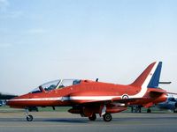 XX257 @ MHZ - Red Arrows Hawk T.1 taxying back after display at the 1984 RAF Mildenhall Air Fete. - by Peter Nicholson