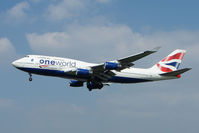 G-CIVL @ EGLL - BA 747 with One World titles - by Terry Fletcher