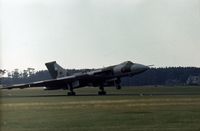 XH554 @ EGQS - Vulcan B.2A of 101 Squadron landing at the 1977 RAF Lossiemouth Open Day. - by Peter Nicholson
