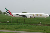 A6-EBS @ EGBB - Emirates B777 prepares to depart BHX - by Terry Fletcher