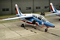 E14 @ GREENHAM - Alpha Jet E of the Patrouille de France aerobatic display team at the 1981 Intnl Air Tattoo at RAF Greenham Common. - by Peter Nicholson