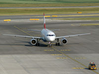 OE-LDF @ LOWW - OS Airbus A 319 and a `follow me car'.