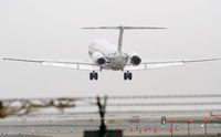 N259AA @ KLAX - American Airlines MD-82 over the numbers 25L KLAX - by Mark Kalfas