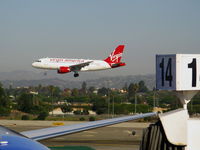 N526VA @ LAX - Virgin America V landing on RW 24R - by Steve Nation