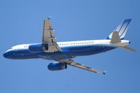 N420UA @ KLAX - United Airlines A320-232, N420UA departs KLAX RWY 25R - by Mark Kalfas