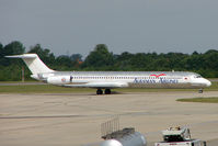 ZA-ASA @ EGSS - Albanian Airlines MD83 at Stansted - by Terry Fletcher