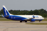 YR-BIB @ EGSS - Blue Air Romania B737 at Stansted - by Terry Fletcher