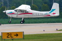 N3887D @ KDPA - Cessna 182A, N3887D, cross wind landing RWY 2L KDPA. - by Mark Kalfas