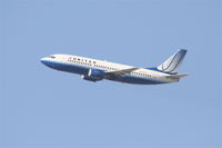 N376UA @ KLAX - United Airlines Boeing 737-322, N376UA departing KLAX 25R. - by Mark Kalfas