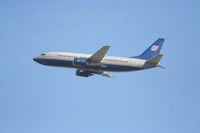N326UA @ KLAX - United Airlines Boeing 737-322, N326UA RWY 25R departure KLAX. - by Mark Kalfas