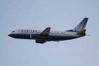 N377UA @ KLAX - United Airlines Boeing 737-322, N377UA RWY 25R departure KLAX. - by Mark Kalfas