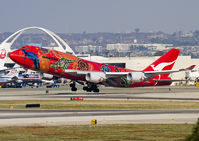 VH-OEJ @ KLAX - Wuhala Dreaming, special scheme lifting off from rwy 25R. - by Philippe Bleus