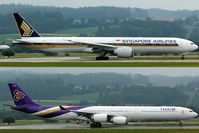 HS-TND @ ZRH - 2 long planes - comparative of SG 773 and TG A 346 - by Robbie0102