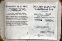 ZF587 @ EGKH - History of Lightning ZF587 fueslage at Headcorn - by Terry Fletcher