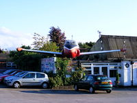 XM425 @ NONE - Jet Provost T3A displayed on top of a garage in Longton, Stoke-on-Trent - by Chris Hall